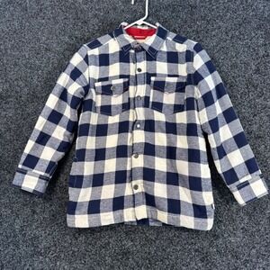 Tommy Bahama Kids L 10‎ 12 Blue White Buffalo Plaid Sherpa Lined Shirt Jacket